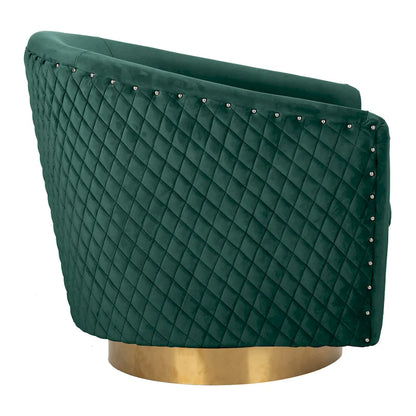 Quilted Swivel Tub Chair with Upholstered Seat and 360-Degree Rotating Base for Living Room