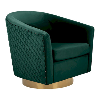 Quilted Swivel Tub Chair with Upholstered Seat and 360-Degree Rotating Base for Living Room