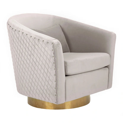 Quilted Swivel Tub Chair with Upholstered Seat and 360-Degree Rotating Base for Living Room
