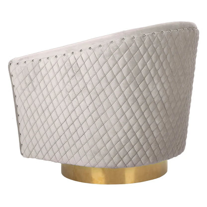 Quilted Swivel Tub Chair with Upholstered Seat and 360-Degree Rotating Base for Living Room