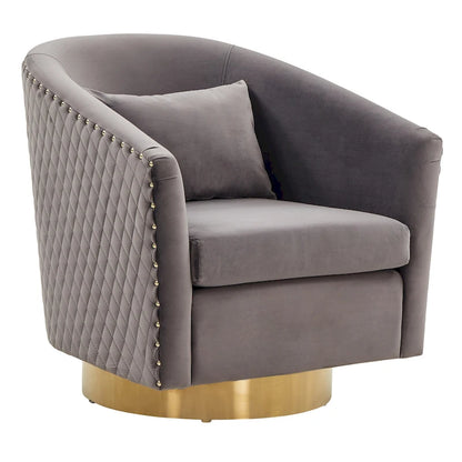 Quilted Swivel Tub Chair with Upholstered Seat and 360-Degree Rotating Base for Living Room