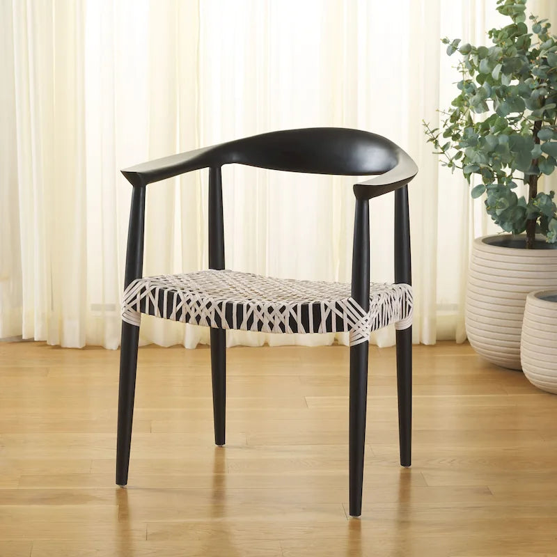 SAFAVIEH Trix Bandelier Black Dining Arm Chair - 24.8  x 18.9  x 30.7  - 25 W x 19 D x 31 H