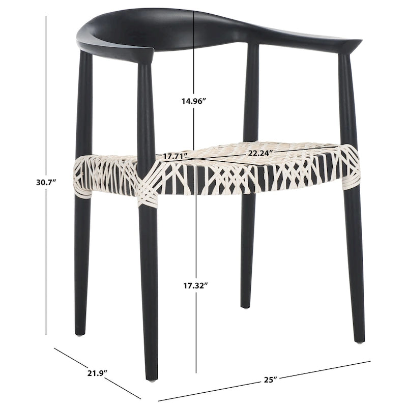 SAFAVIEH Trix Bandelier Black Dining Arm Chair - 24.8  x 18.9  x 30.7  - 25 W x 19 D x 31 H