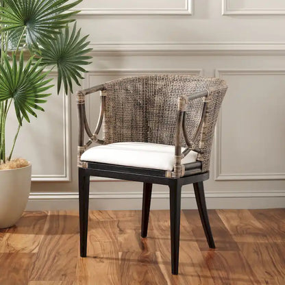 SAFAVIEH Olafia Dining Brown/ Black Arm Chair - 22.3  x 23.3  x 31.5  - 22Wx23Dx32H