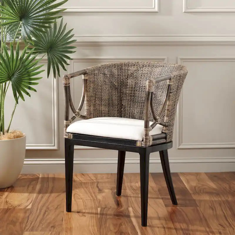 SAFAVIEH Olafia Dining Brown/ Black Arm Chair - 22.3  x 23.3  x 31.5  - 22Wx23Dx32H