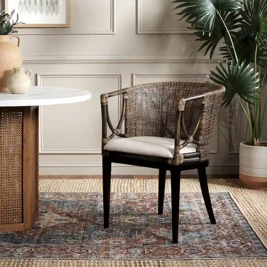 SAFAVIEH Olafia Dining Brown/ Black Arm Chair - 22.3  x 23.3  x 31.5  - 22Wx23Dx32H