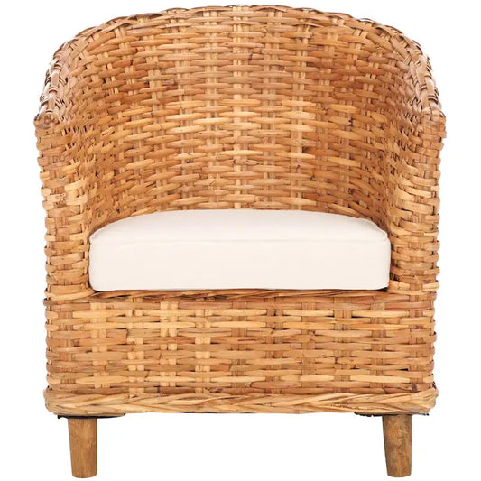 Rattan Barrel Chair with Cushion