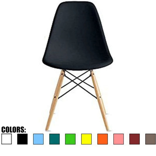 Designer Plastic Eiffel Chair Natural Wood Legs Retro Dining Armless With Back Desk Accent Living Room Side Dowel DSW