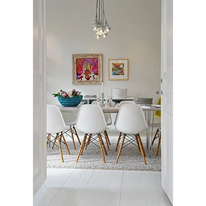 Designer Plastic Eiffel Chair Natural Wood Legs Retro Dining Armless With Back Desk Accent Living Room Side Dowel DSW