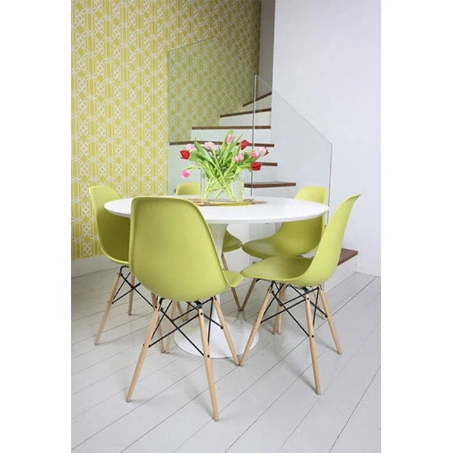 Designer Plastic Eiffel Chair Natural Wood Legs Retro Dining Armless With Back Desk Accent Living Room Side Dowel DSW