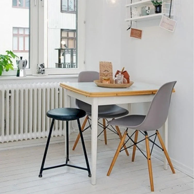 Designer Plastic Eiffel Chair Natural Wood Legs Retro Dining Armless With Back Desk Accent Living Room Side Dowel DSW