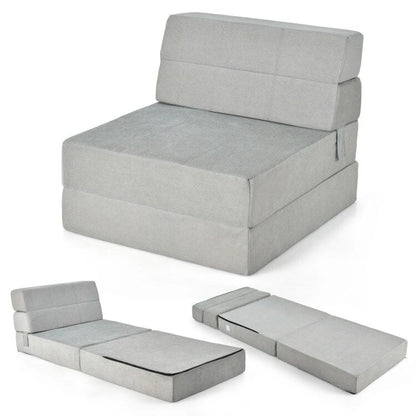 Tri-Fold Folding Chair Convertible Sleeper Bed - 75 x 28 x 6