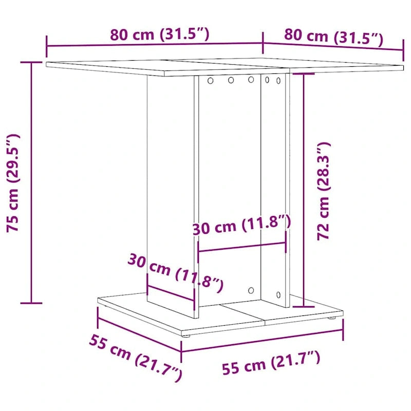 vidaXL Dining Table White 31.5 x31.5 x29.5  Engineered Wood