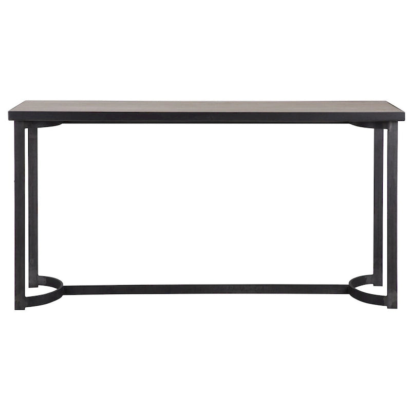 Uttermost Basuto 62  Long Oak Veneer Top Iron Lodge Style Console