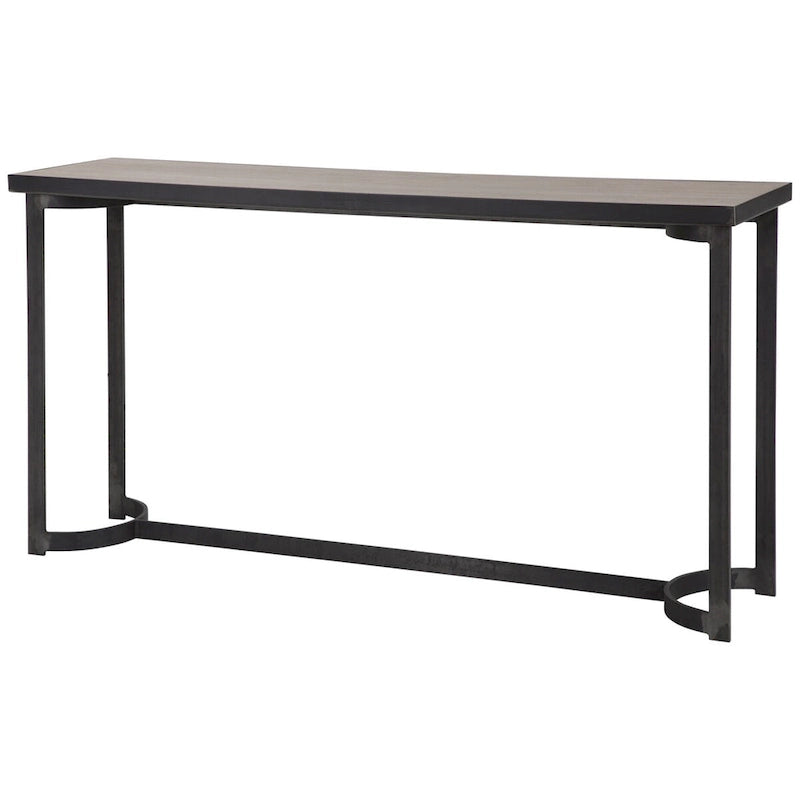 Uttermost Basuto 62  Long Oak Veneer Top Iron Lodge Style Console