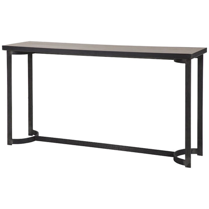 Uttermost Basuto 62  Long Oak Veneer Top Iron Lodge Style Console