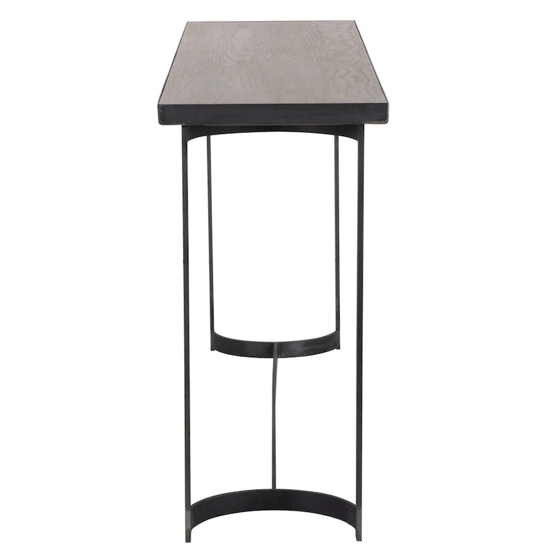 Uttermost Basuto 62  Long Oak Veneer Top Iron Lodge Style Console