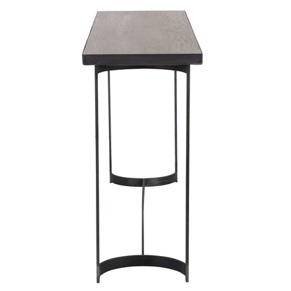 Uttermost Basuto 62  Long Oak Veneer Top Iron Lodge Style Console