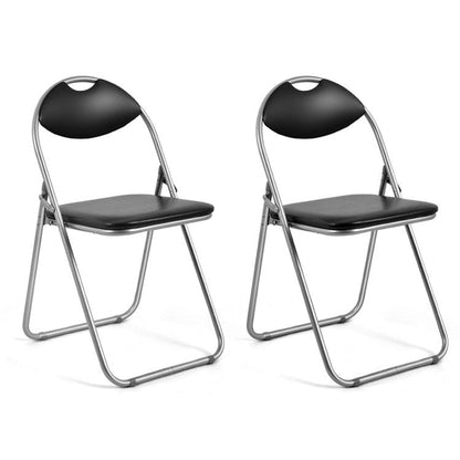 Black Portable Folding Dining Chairs Set with Carrying Handles and U-Shaped Metal Base