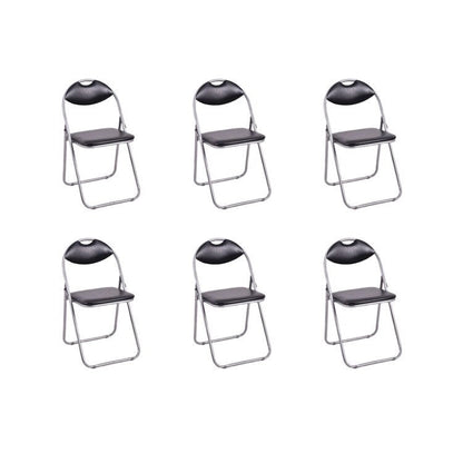Black Portable Folding Dining Chairs Set with Carrying Handles and U-Shaped Metal Base