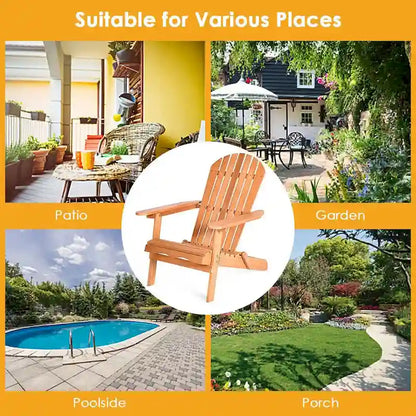 Gymax Eucalyptus Adirondack Chair Foldable Outdoor Wood Lounger Chair - See Details