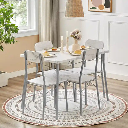 VECELO Dining Table Set, Kitchen Table with 2/4 Chairs, Metal and Wood Rectangular 3/5-Piece Dining Set