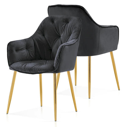 ivinta Tufted Dining Chairs Set of 2, Accent Chair with Solid Gold Plated Legs