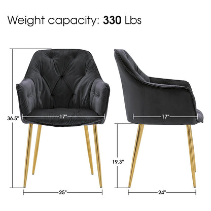 ivinta Tufted Dining Chairs Set of 2, Accent Chair with Solid Gold Plated Legs