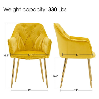 ivinta Tufted Dining Chairs Set of 2, Accent Chair with Solid Gold Plated Legs