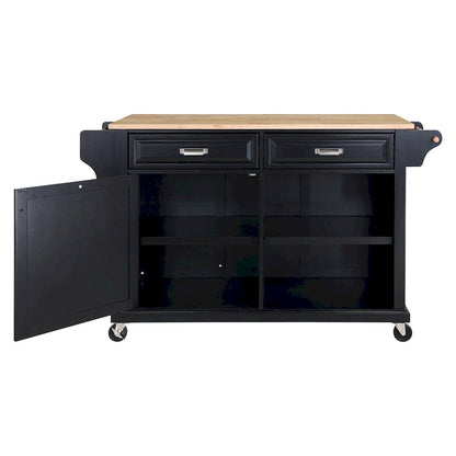 Natural Wood Top Kitchen Island with Storage