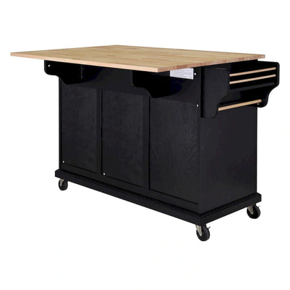 Natural Wood Top Kitchen Island with Storage