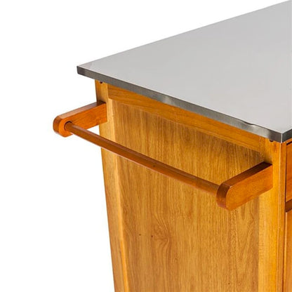 Moveable Kitchen Cart with Stainless Steel Table Top & One Drawer & One Cabinet Sapele - (28.74 x 18.90 x 35.04)