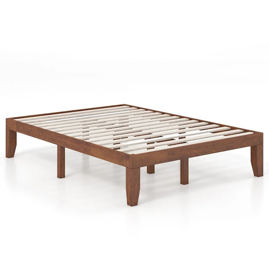 Gymax 14  Full Size Wooden Platform Bed Frame w/ Strong Slat Support