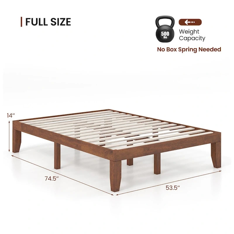 Gymax 14  Full Size Wooden Platform Bed Frame w/ Strong Slat Support