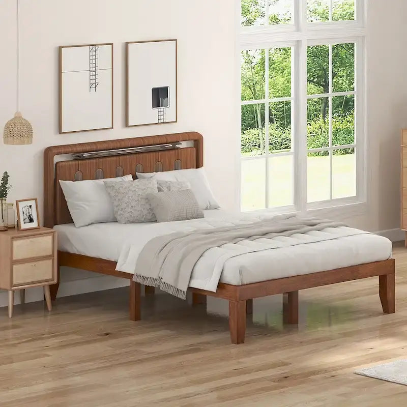 Gymax 14  Full Size Wooden Platform Bed Frame w/ Strong Slat Support