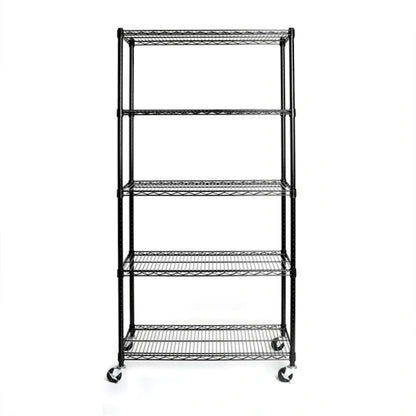 5-Tier NSF-Certified Steel Wire Shelving with Wheels Black - (35.43 x 17.72 x 70.87)
