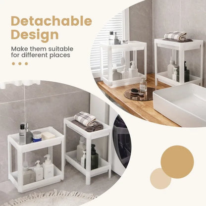 2 Packs 4-Tier Detachable Slim Storage Cart with Drainage Holes for Small Space-White - 14 x 9 x 39 (L x W x H)