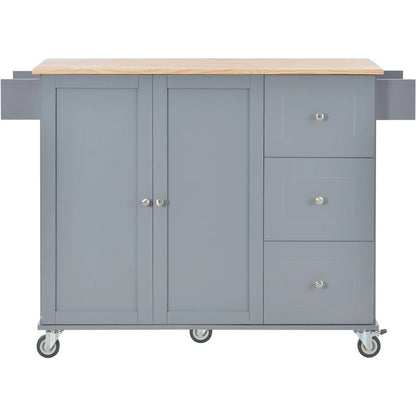 Multifunctional Kitchen Cart with Spice Rack and Adjustable Shelves