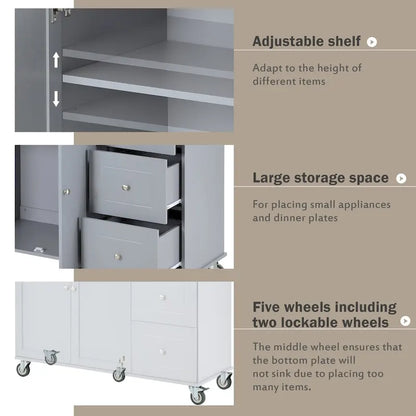 Multifunctional Kitchen Cart with Spice Rack and Adjustable Shelves