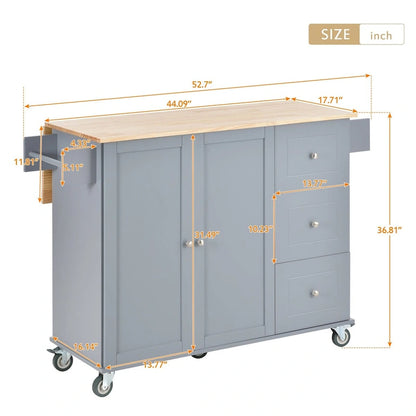 Multifunctional Kitchen Cart with Spice Rack and Adjustable Shelves