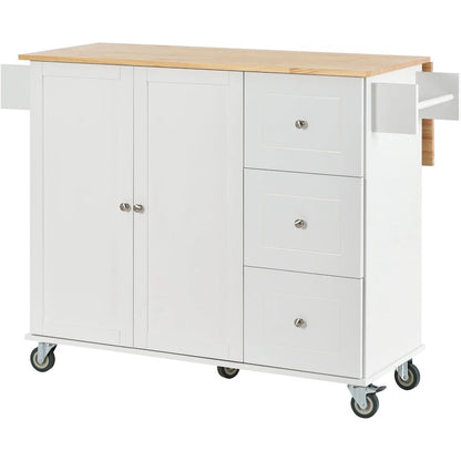Multifunctional Kitchen Cart with Spice Rack and Adjustable Shelves
