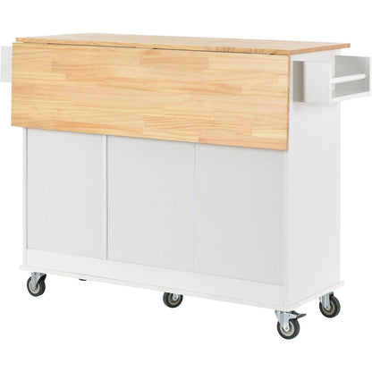 Multifunctional Kitchen Cart with Spice Rack and Adjustable Shelves