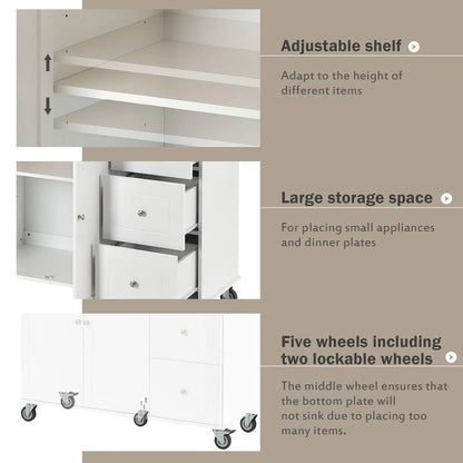 Multifunctional Kitchen Cart with Spice Rack and Adjustable Shelves