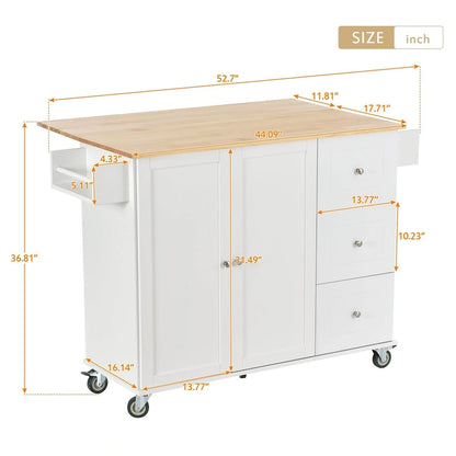 Multifunctional Kitchen Cart with Spice Rack and Adjustable Shelves