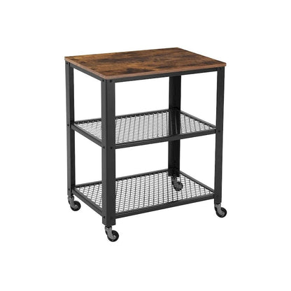 30.6H Serving Cart with 4 Casters and Adjustable Feet, Steel Frame Ideal for Kitchen or Any Room Use - 15.7D x 23.6W x 30.6H