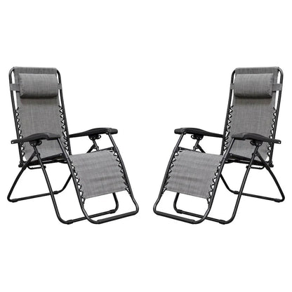 Caravan Canopy Infinity Zero Gravity Steel Frame Patio Deck Chair, Grey (Pair) - 22