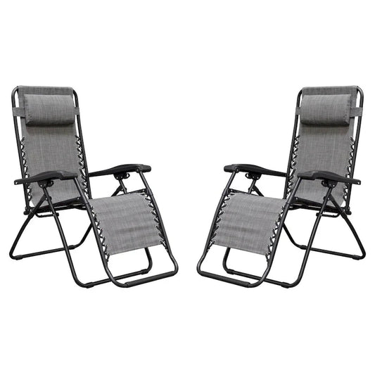 Caravan Canopy Infinity Zero Gravity Steel Frame Patio Deck Chair, Grey (Pair) - 22