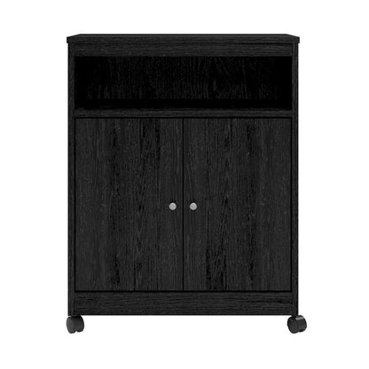 Black Utility Cart / Kitchen Microwave Cart with Casters - 14.7 x 23.6 x 30.3