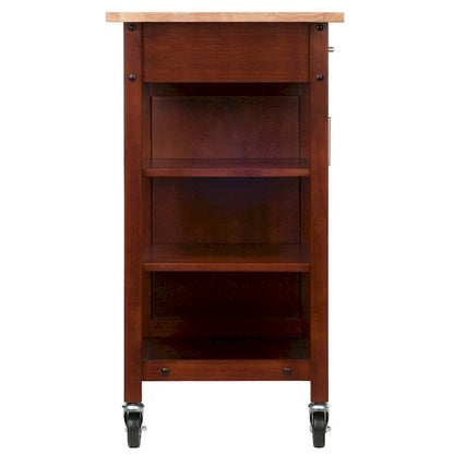 Marissa Kitchen Cart, Walnut - 36.18 x 18.5 x 34.61 inches