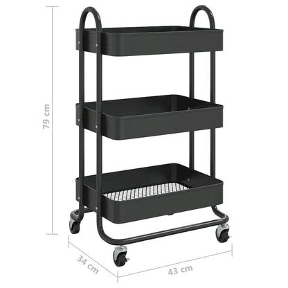 vidaXL Trolley 3-Tier Kitchen Trolley Kitchen Island Storage Utility Cart - 16.9 x 13.4 x 31.1